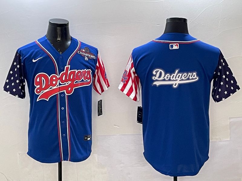 Men Los Angeles Dodgers Blank Blue a generation of national flags Joint name 2025 Nike MLB Jersey style 14